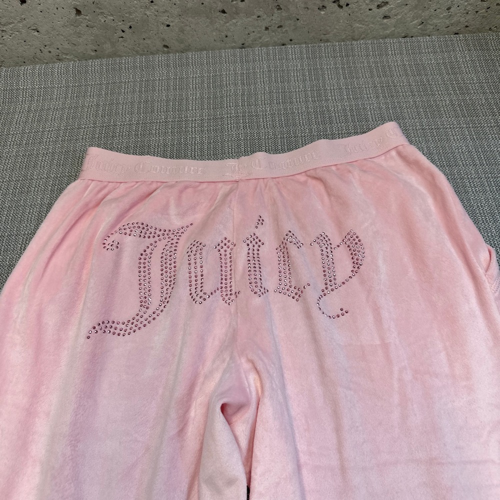 Juicy‎ Couture Velour Pants Joggers Small Pink Y2K McBling Rhinestone Lounge